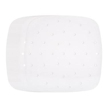 Imagem de HARFINGTON 100 peças de forros de fritadeira a ar, forros quadrados de bambu com furos, folhas de papel pergaminho perfurado antiaderente, papel vaporizador descartável para fritadeiras a ar, cesta a