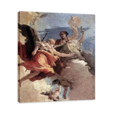 Imagem de Impressão em tela Giovanni Battista Tiepolo Strength and Wisdom – Obra-prima rococó barroca, pintura escolar de Veneza, pintura a óleo decorativa para galeria doméstica 50 x 60 cm
