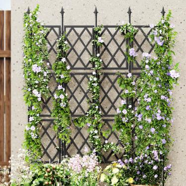 Imagem de NiHome Suporte Vertical Para Plantas Em Treliça De Jardim Com Design Moderno Grade Diamante, Painéis Plástico Duráveis Fácil Montagem E Estrutura Ferro Revestimento Pó, Divisória Decorativa Ambiente