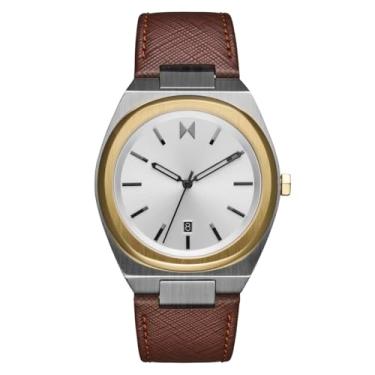 Imagem de MVMT Relógio masculino Odyssey II de quartzo com 3 ponteiros, pulseira de couro de bezerro resistente à água até 5 ATM/50 metros - uso esportivo diário para ele - 40 mm, Espresso Gold, Odyssey II