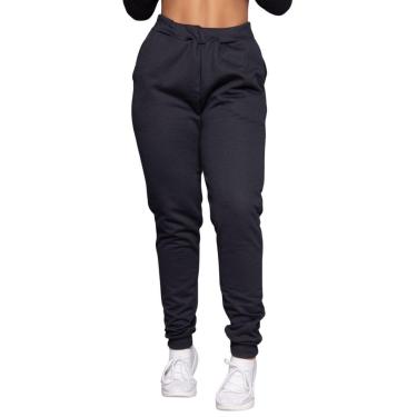 Imagem de Calça Moletinho Jogger Vekyo Com Elástico e Bolsos Inverno Moda Casual Feminina-Feminino