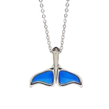 Imagem de FUN JEWELS Colar de humor com pingente de cauda de baleia de sereia Dophin em corrente de 45,7 cm + extensor de 5 cm, joia oceânica, presente para mulheres