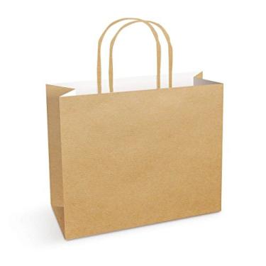 Imagem de Sacola De Papel Para Presente C/ 10 Unidades Lisa Na Cor Pardo Em Formato Horizontal- Tamanho 22X30X9 Cm - Cromus Embalagens