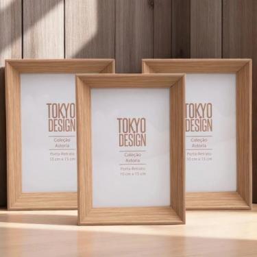 Imagem de Porta Retrato Amadeirado 10x15/15x20/20x25cm Moldura MDF Tokyo Design 