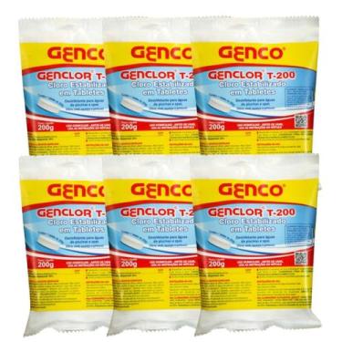 Imagem de Kit 6 Unidades Cloro Tablete Tradicional Genco 200gr