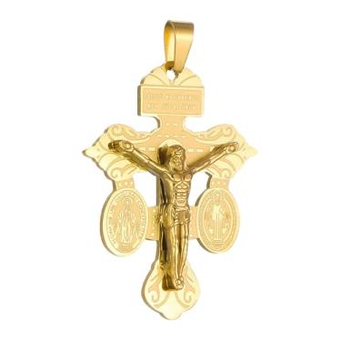 Imagem de COTTVOTT Crucifixo de indulgência de perdão com São Bento e Medalha Milagrosa Tripla Ameaça Crucifixo Criação de Colar Pingente Cruz, Mulheres Homens Católica Pingente Pingente Pingente de Cruz (Cor