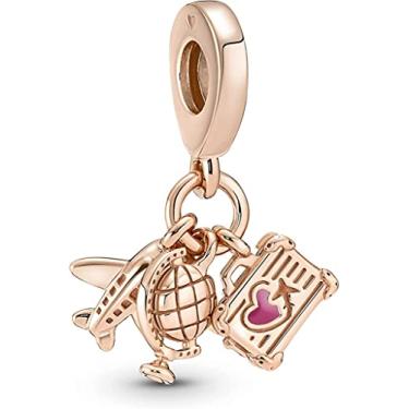 Imagem de Pandora 789435C01 Airplane, Globe & Suitcase Charm Rose Collection