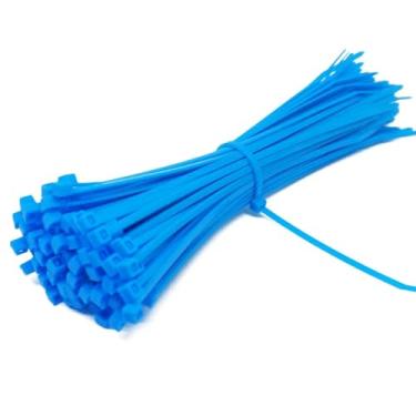 Imagem de 100 peças 2,5 mm * 150 mm organizador de abraçadeiras de nylon autotravantes prendedores de fios pretos abraçadeiras de zíper enrolador de tira de cabo, azul, 2,5 mm * 150 mm