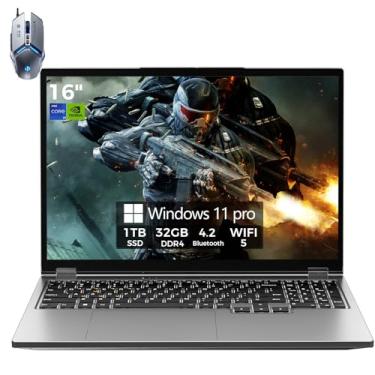 Imagem de TOPGRO Laptop para jogos, tela FHD de 16 polegadas de 60 Hz, Core i7-8750H/GeForce GTX1050 (6C/12T, até 4,1 Ghz), laptop executivo 32 GB DDR4 RAM, SSD PCIe3.0 de 1 TB/HDMI/Webcam/teclado