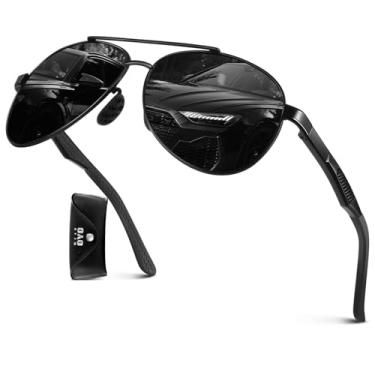 Imagem de WEAROYO Óculos de sol polarizados, masculinos, femininos, armação de liga Al-Mg, dobradiças de mola, estilo piloto, militar, proteção UV400 para dirigir, Armação preta/lente cinza (não espelho)