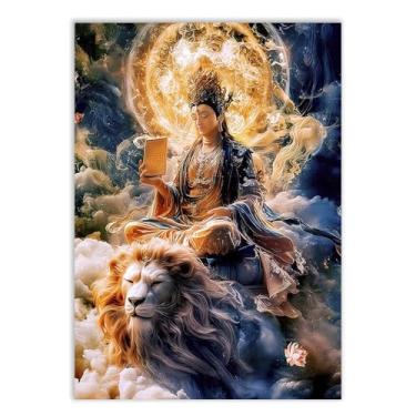 Imagem de Placa Decorativa Religioso Buda Leão Céus Ilustração Decoração Poster Quarto Sala