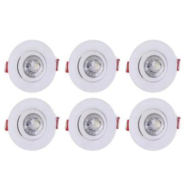 Imagem de Kit 6 Spots LED Redondo Embutir Teto 3W 6500K Branco Frio - TRAMONTINA