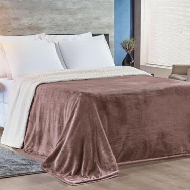 Imagem de Cobertor Alaska Queen Manta Flannel e Sherpa - Rosê - Bia Enxovais