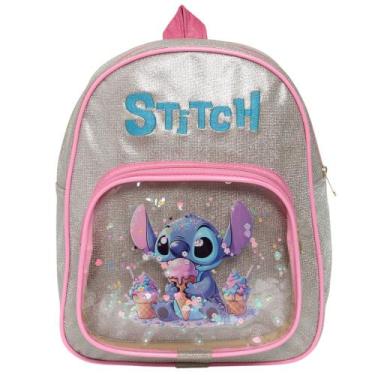 Imagem de Mochila Infantil Pequena Estampa Stitch Criança Adulto Costa - Plike