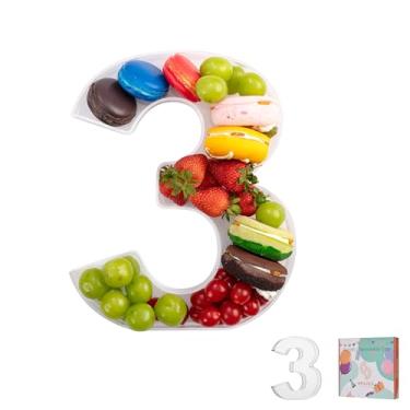 Imagem de Bandeja de charcutaria de acrílico com letras e números de 28 cm – Caixa de alfabeto reutilizável preenchível para doces, lanches, cupcakes – Travessa de servir para aniversário, casamento, festa de