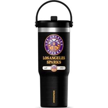 Imagem de Hydrapeak Copo Nomad de 947 ml oficialmente licenciado pela WNBA Los Angeles Sparks com alça e tampa de palha, garrafa de água de aço inoxidável à prova de vazamento