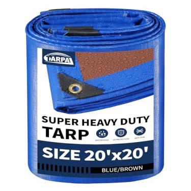 Imagem de TARPAL Lona resistente à prova d'água de 6 x 6 m de espessura com ilhós de metal a cada 45 cm, cobertura de proteção UV resistente a rasgos, coberturas de telhado, piscina, carro, lenha e móveis ao ar