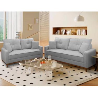 Imagem de Conjunto Sofá Living 3 e 2 Malibu Bouclê Cinza 1,50/2,30m - King House