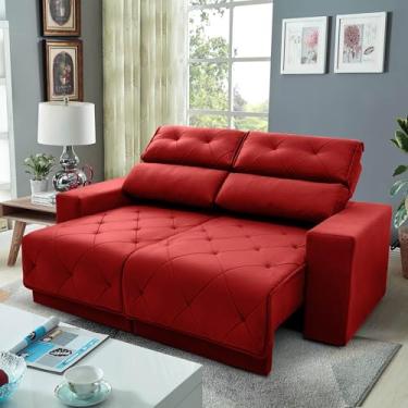 Imagem de Sofá Retrátil Reclinável Belga 1.80m Suede Velut Vermelho Molas no Assento