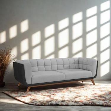 Imagem de Sofá 2 Lugares 180cm Com Pés Em Madeira Linha Premium Compose Linho Ci