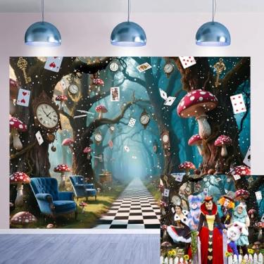 Imagem de Fundo de Halloween Encantado Floresta País das Maravilhas Tea Party Tabuleiro de Xadrez Cogumelo Fotografia Fundo Infantil Aniversário Chá de Bebê Halloween Festa Família Banner Decorações 20 x 1,5 m