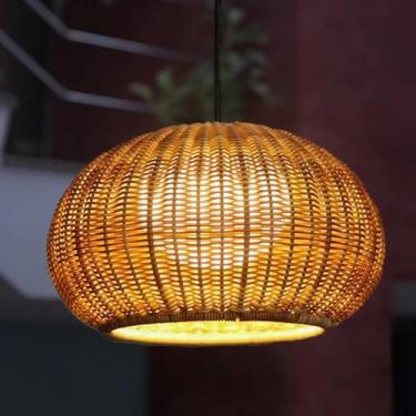 Imagem de MIXL - Luminária pendente de vime grande de 61 cm, luminária suspensa à prova d'água ao ar livre, luminária rústica para sala de jantar, luminária pendente estilo fazenda para varanda, quintal e