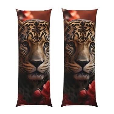 Imagem de Capa de travesseiro corporal com zíper oculto, fronha longa de microfibra macia e respirável para travesseiro corporal, rosa vermelha e tigre capas de travesseiro para cama de presente de dormir 50 x