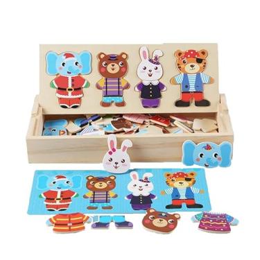 Imagem de Brinquedo Quebra-Cabeça Infantil de Troca de Roupas, Animais Amigos Fantasiados, 4 Personagens, Brinquedo Educativo Montessori (Amigos)