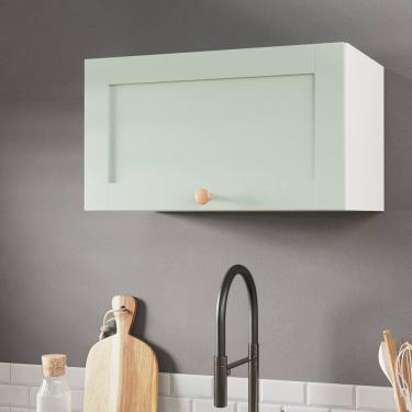 Imagem de Armário Aéreo 1 Porta Basculante 60cm Arizona Cabecasa Madeiramadeira Branco/Menta