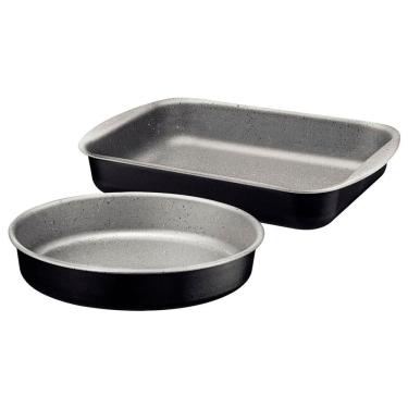 Imagem de Conjunto Jogo de Assadeiras em Alumínio com Revestimento Interno em Antiaderente Starflon Max Preto C/2 Peças