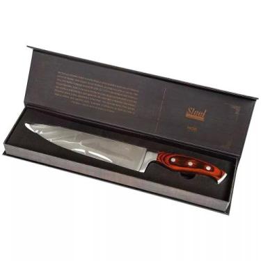 Imagem de Faca do chef  8" em Aco inox e cabo de madeira embalagem para presente