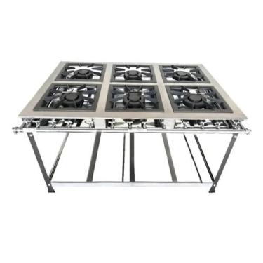 Imagem de Fogão Industrial 6 Bocas Duplas 30x30 P5 em Aço Inox Leona - Mr Fogões