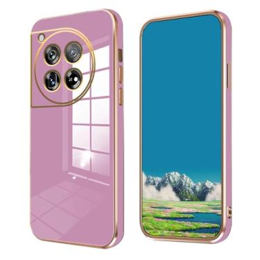 Imagem de Anlalish Compatível com OnePlus 12R Capa de silicone OnePlus 12R capa de telefone 0,3 mm Funda fofa fina chapeamento acessórios de proteção para câmera capa à prova de choque (roxa)