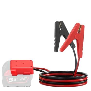 Imagem de Beleeb Cabos jumper para carro com adaptador para baterias Milwaukee M18 18V, cabo de impulsionador automático 8AWG 4,92FT para partida de carro usando bateria de ferramenta