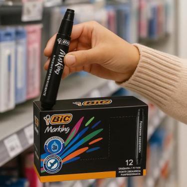 Imagem de Caneta Marcador Permanente , Pincel Atômico Bic 12 Und, PRETO