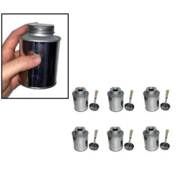 Imagem de 6 Lata Tampa Rosca C/Pincel 250ml Colas Tintas Artesanato Po - Parafut