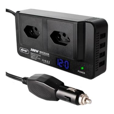 Imagem de Inversor de Carro 12V para 110V Conversor de Energia 300W Pico 400W + 4 Portas USB – Tomada Veicular com Proteção e Display