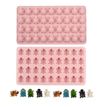 Imagem de HLCM Molde macio para doces de tartaruga de 2 peças - molde de mini tartaruga de 36 câmaras - Molde de cubo de gelo adequado para fazer cubos de gelo, chocolate, geleia, artesanato de resina, sabão e