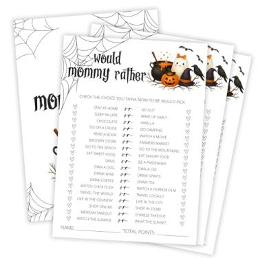 Imagem de OXRUN Hilarious Baby Shower Games, Halloween Would Mommy Rather, 30 Double-Sided Fill in Game Cards for Little Ghost Gender Reveal Spooky Party Favor Supplies - D05