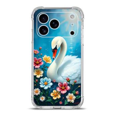 Imagem de Beaucov Capa para phtrd4, capa de proteção contra quedas de água com flores cisne na água à prova de choque capa protetora de corpo inteiro TPU resistente a arranhões