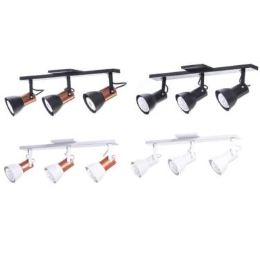 Imagem de Spot Trilho Direcionável C/3 Soquete E27 Aluminio - ideallume, Bivolt,