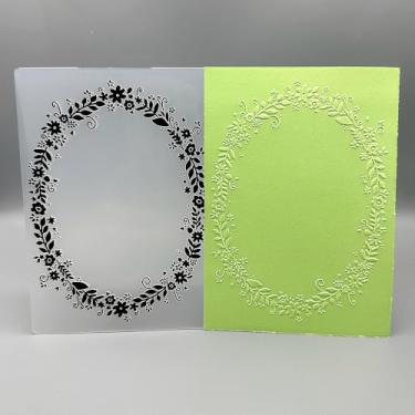 Imagem de Modelo de pasta em relevo de plástico 3D, textura de borda de videira elíptica, tamanho A6, para fazer cartões, faça você mesmo, scrapbook, papel, artesanato, artesanato, scrapbook, artes, decoração