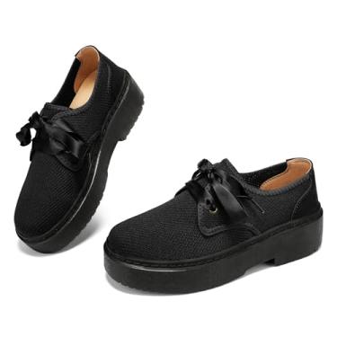 Imagem de BEAUSEEN Mocassins de plataforma femininos – Sapatos de caminhada sem cadarço com malha conforto nuvem e sola acolchoada | Sapatos casuais respiráveis, Camurça preta, 37