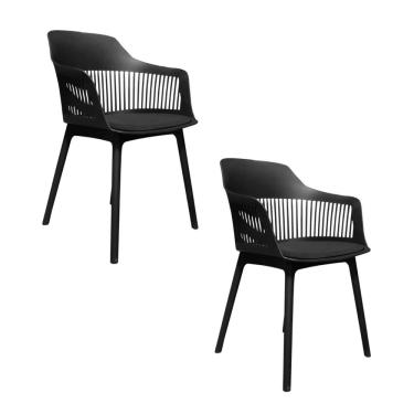 Imagem de Kit 2 Cadeiras Estofadas de Jantar Marcela Preto
