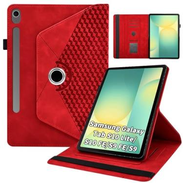 Imagem de Kitzomi Capa rotativa para Samsung Tab S10 Lite /S10 Fe/S9 Fe 10,9 polegadas/S9 Tab 360° com suporte de visualização multiangular, capa protetora de couro PU para despertar/hibernar automaticamente