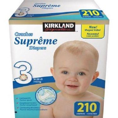 Imagem de Fraldas Kirkland Signature Supreme, tamanho 3, 210 unidades