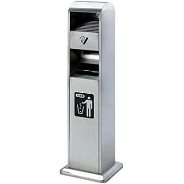 Imagem de Cinzeiro De Suporte De Chão Autônomo Ao Ar Livre De Aço Inoxidável Rack De Cinzeiro Retangular De Proteção Ambiental Caixote De Fumaça Preto Cinzeiro De Chão