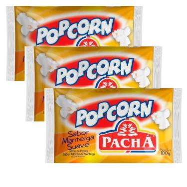 Imagem de Kit 3 Pipoca para Microondas Pop Corn Pachá Sabor Manteiga Suave 100g 