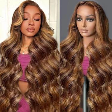 Imagem de Peruca frontal de renda Keabalo Highlight Ombre Human Hair 70cm