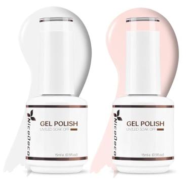 Imagem de Nicedeco Esmalte de gel vegano livre de crueldade Hema 2 peças 15 ml branco rosa cor de imersão LED U V gel kit manicure DIY casa para mulheres